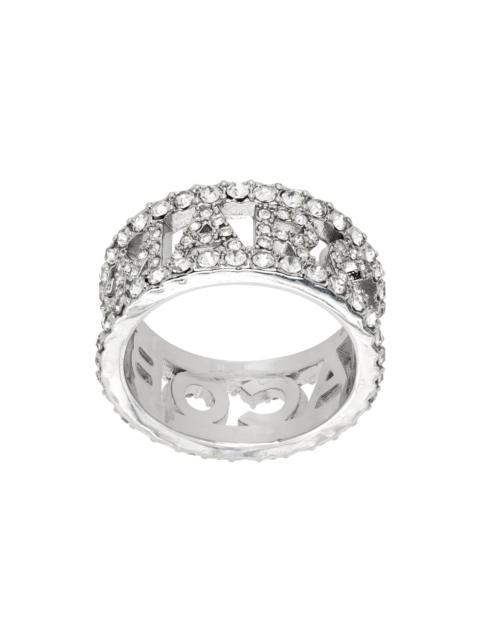 Marc Jacobs Silver 'The Monogram Pavé' Ring
