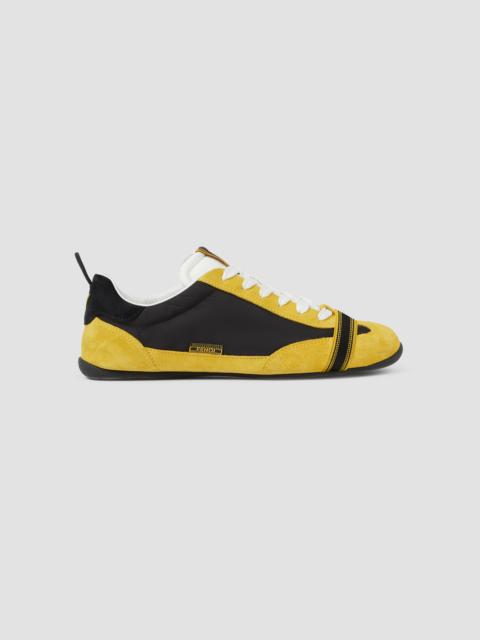 FENDI Men Wrap Suede & Textile Sneakers - Deep Lemon Nero