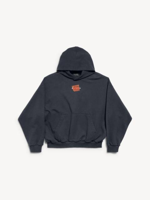 BALENCIAGA Men's Taped Balenciaga Back Hoodie Medium Fit in Faded Black