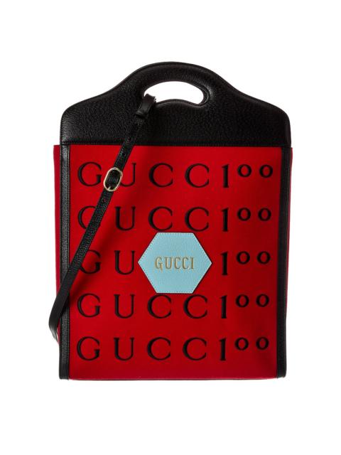 GUCCI Gucci Centennial 100 Medium Canvas & Leather Tote