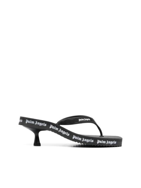 logo-print heeled flip flops