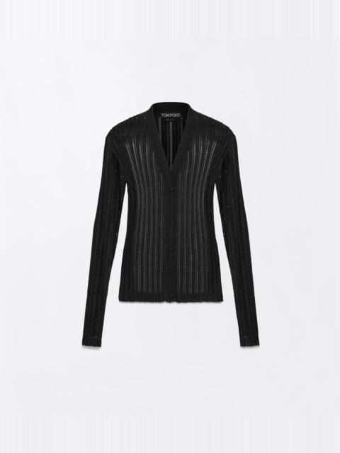 TOM FORD SHEER VELVET WITH MICRO SEQUINS RELAXED EVENING CARDIGAN