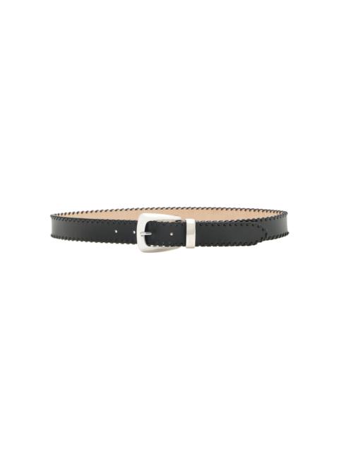 KHAITE Benny Whipstitch Leather Belt black
