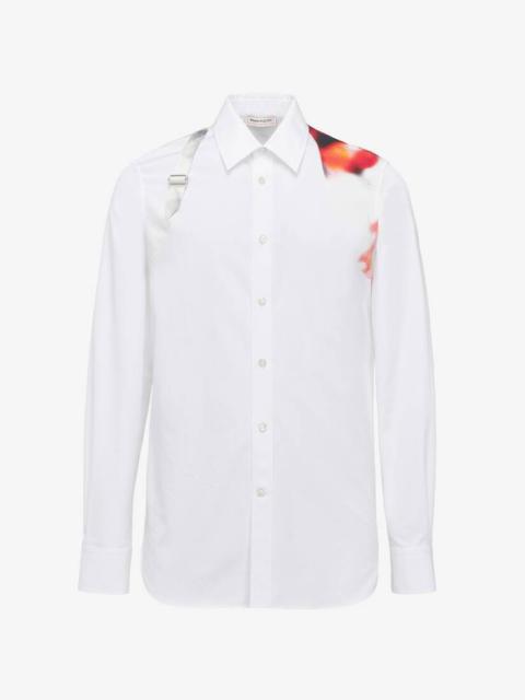 Men's Obscured Flower Harness Shirt in Optical White