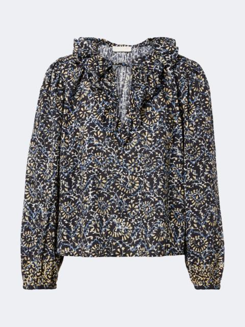ULLA JOHNSON Siena printed ruffled cotton-blend top