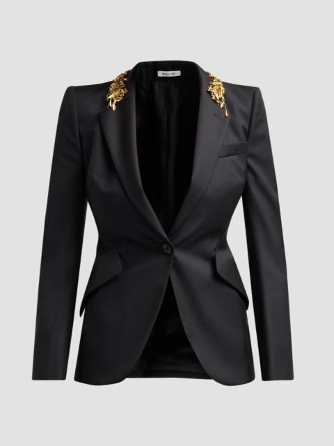 Alexander McQueen Women's Leaves Embellished-Wool Blazer - Black