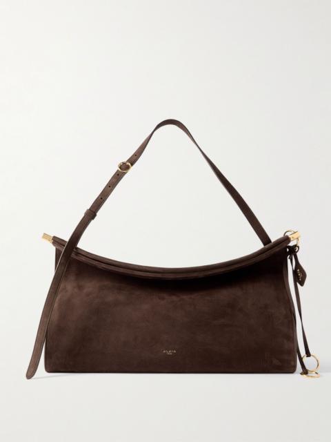 Alaïa Le Click large nubuck shoulder bag Brown