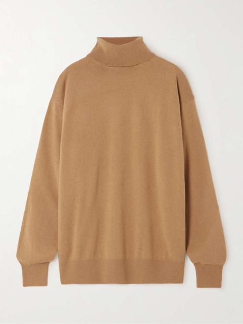 Grosgrain-trimmed cashmere turtleneck sweater