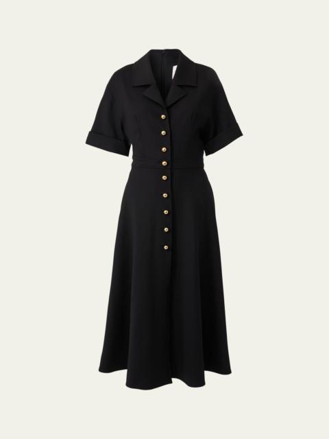 CAROLINA HERRERA Collared Short-Sleeve Midi Shirtdress