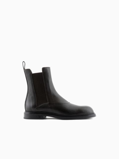 EMPORIO ARMANI Grained leather Chelsea boots