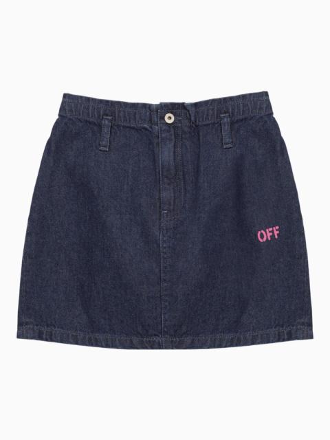 Blue denim skirt with logo