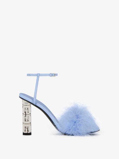 G CUBE SANDALS IN LEATHER WITH FEATHERS