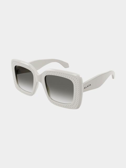 Alaïa Embellished Rectangle Acetate Sunglasses
