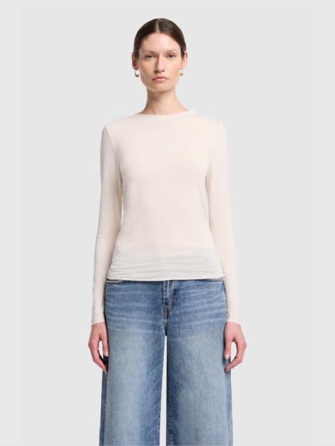 7 For All Mankind LONG SLEEVE HIGH NECK TOP in Cotton Blend