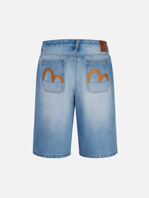 EVISU Seagull Embroidery Regular Fit Washed Denim Jorts