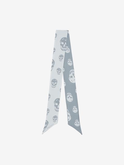 Alexander McQueen Women's Ribbon Skull Scarf in Blue/Grey