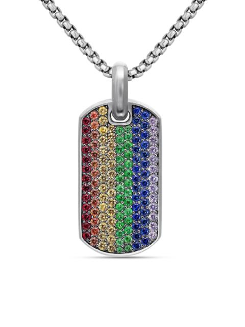 DAVID YURMAN Men's Chevron Tag in Sterling Silver - Sapphire Mulicolor