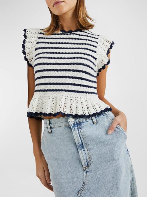 Rails Coen Striped Knit Peplum Blouse