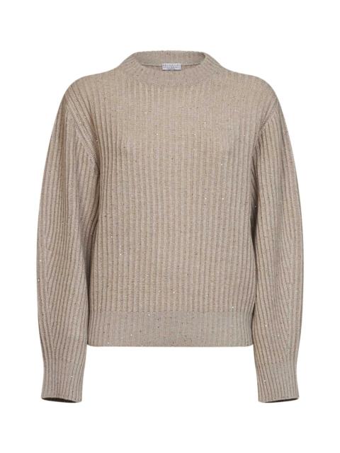 Brunello Cucinelli Beige Sparkling & Dazzling sweater