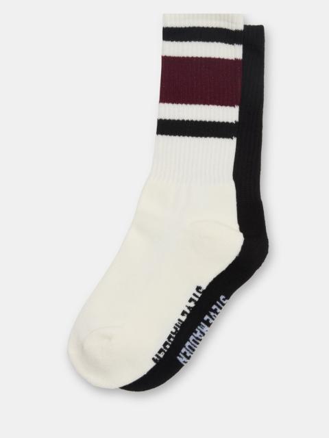 STEVE MADDEN IVY 2 PACK STRIPE ATHLEISURE SOCKS CHERRY
