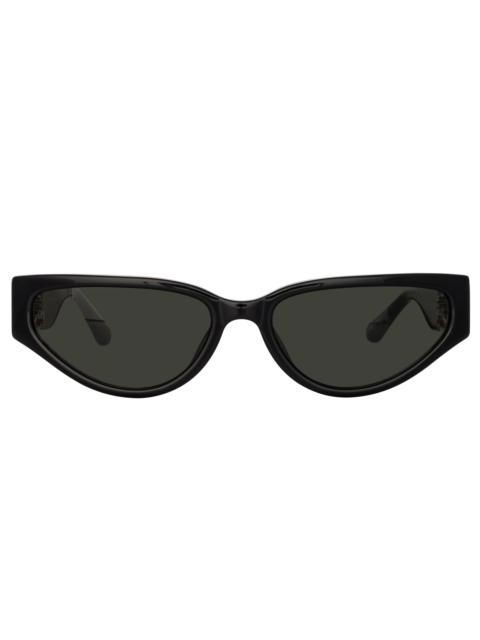 LINDA FARROW TOMIE CAT EYE SUNGLASSES IN BLACK