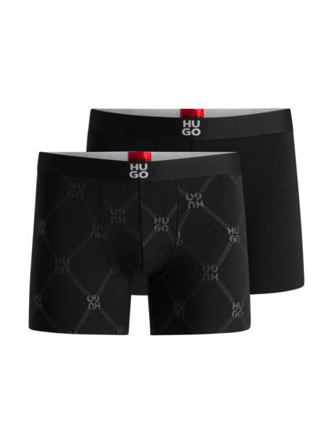 HUGO TWO-PACK OF STRETCH-COTTON BOXER BRIEFS WITH LOGOS