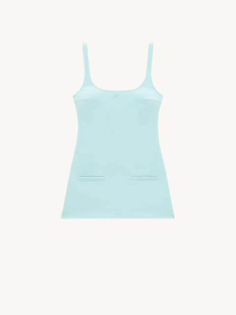 courrèges TWILL SUSPENDERS TRAPEZE DRESS