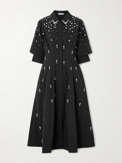 SIMKHAI Jazz Embellished Cotton-blend Poplin Shirt Dress