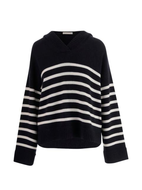 Allude striped hooded sweater