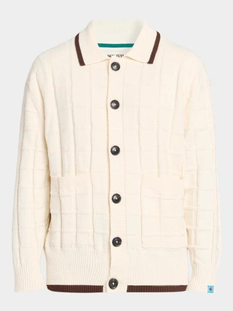 SCOTCH & SODA Men's Grid Knit Tipped Polo Cardigan