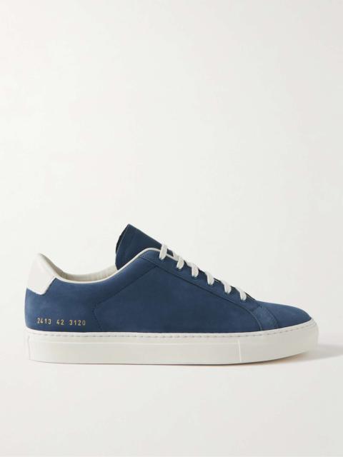 Common Projects Retro Leather-Trimmed Nubuck Sneakers