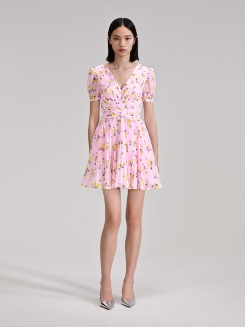 self-portrait Pink Floral Print Mini Dress