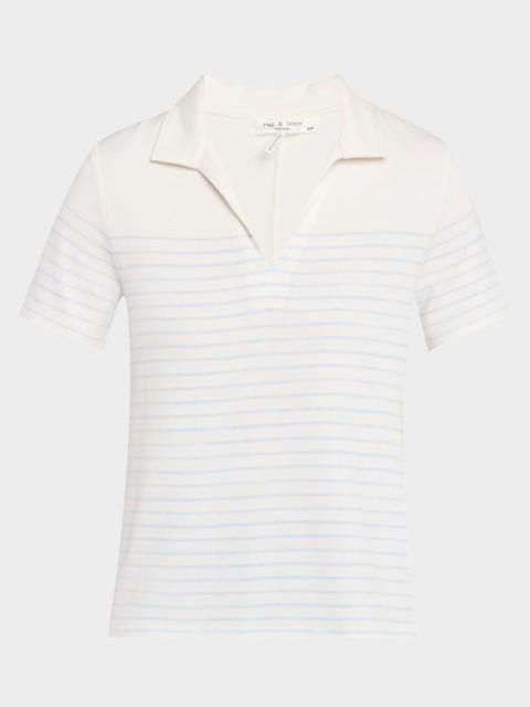 rag & bone Stripe Short-Sleeve Polo Top