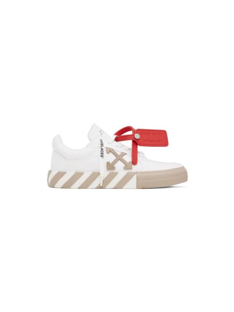 Off-White White & Tan Vulcanized Sneakers