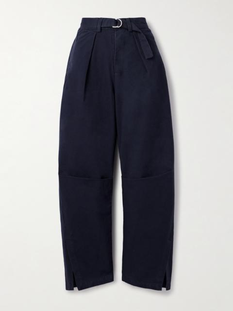 Sea Carolyn Belted Pleated Cotton-canvas Barrel-leg Pants