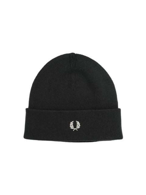 Fred Perry logo-embroidered knitted beanie