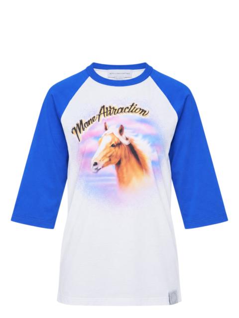 Stella McCartney Airbrush Horse Print Baseball Tee