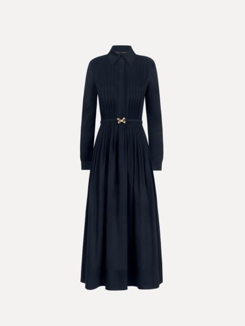 Oscar de la Renta BOW BELT COTTON STRETCH TWILL DRESS