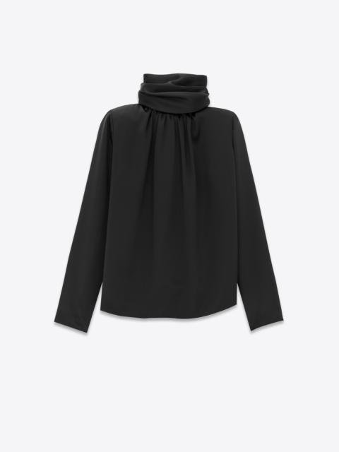 lavallière-neck blouse in silk satin