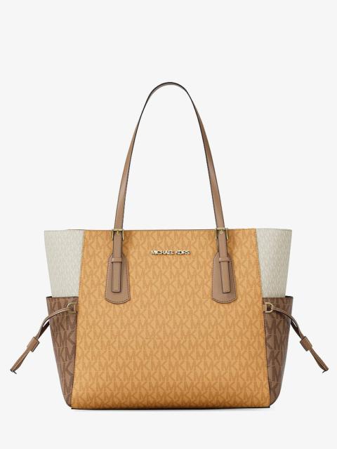 MICHAEL KORS Voyager Large Color-Block Signature Logo Tote Bag