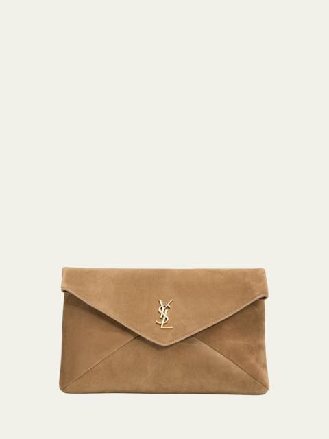 SAINT LAURENT Large YSL Envelope Pouch Clutch Bag in Suede