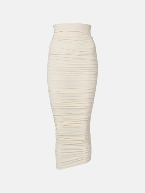 Wolford Draped sheer high-rise midi skirt
