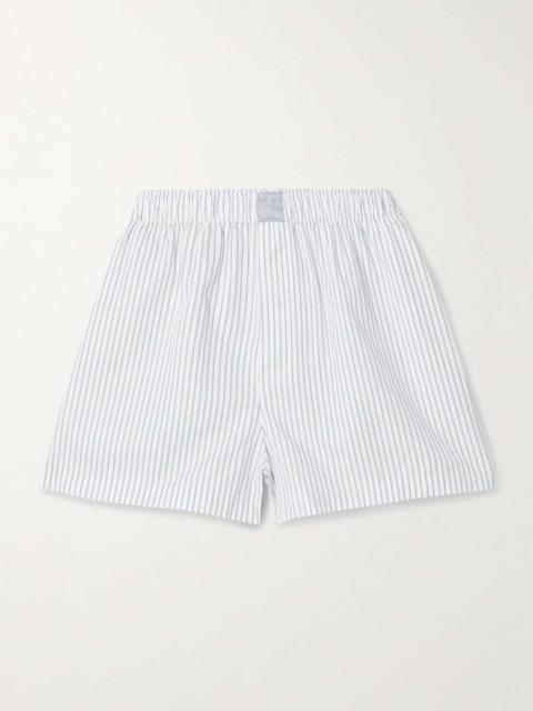 SKIMS Boxer striped cotton-poplin shorts - Zen Blue Stripe Light blue