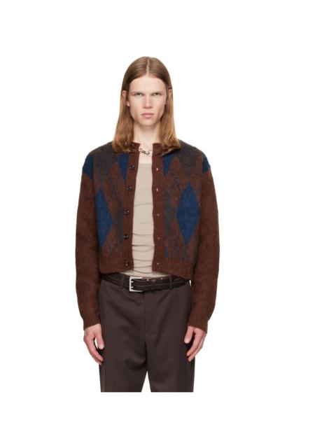 Tonywack Brown Brushed Argyle Cardigan