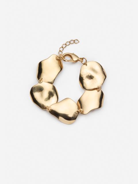 Sculpted petals link bracelet in gold