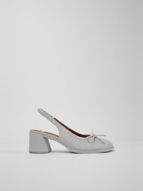 CAMPER Kora Gray Leather Semi-Open Shoes for Women.