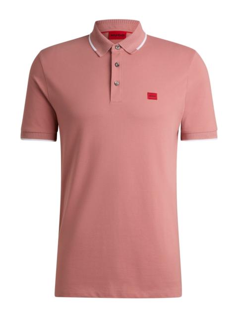 HUGO SLIM-FIT POLO SHIRT WITH RED LOGO LABEL