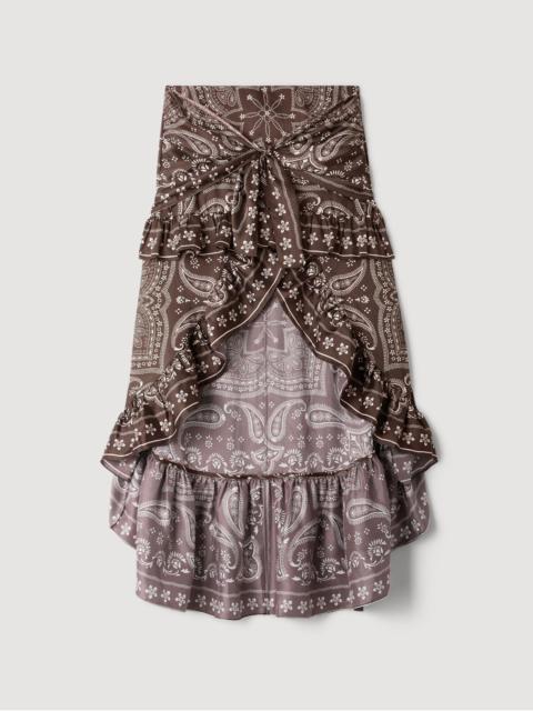 Sandro BANDANA PRINT HI-LOW SKIRT