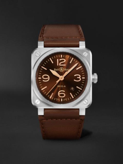 Bell & Ross BR 03 Golden Heritage Automatic 41mm Steel and Leather Watch, Ref. No. BR03A-GH-ST/SCA