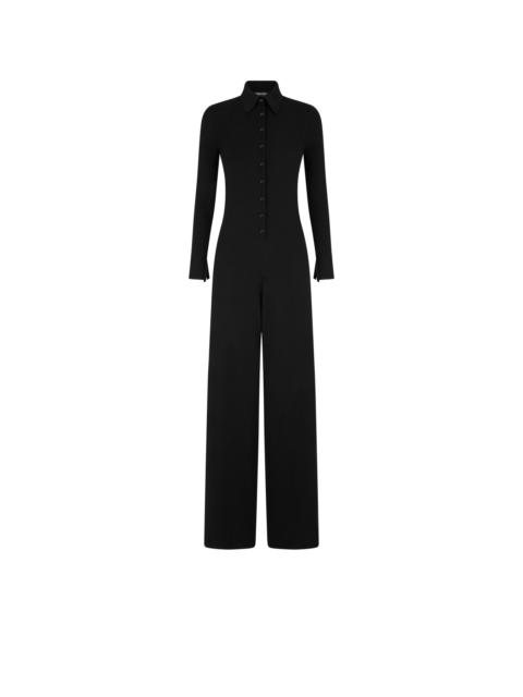 COMPACT FINE CASHMERE SILK KNIT POLO JUMPSUIT